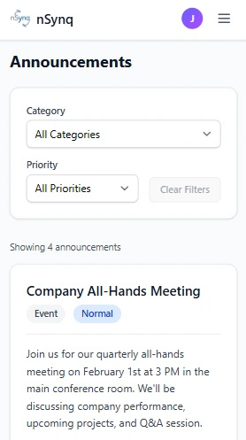 Announcements preview