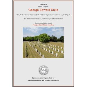 In Memory of Lance Corporal, George Edward Duke by Gary Crosby from the Crosby & Duke Family collection.