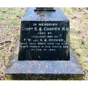 Family Grave and Memorial in Nottingham General Cemetery Commemorating Commander, Sydney Alan Cooper RN.