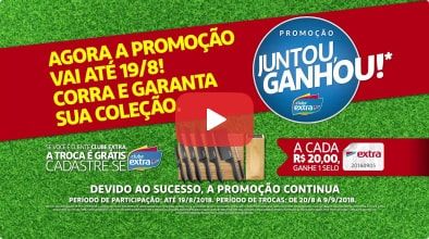 Animação da cartela Juntou Ganhou a Promoção Continua  para o cliente Extra.