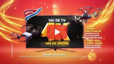 Animação da oferta Drone para o cliente Extra.