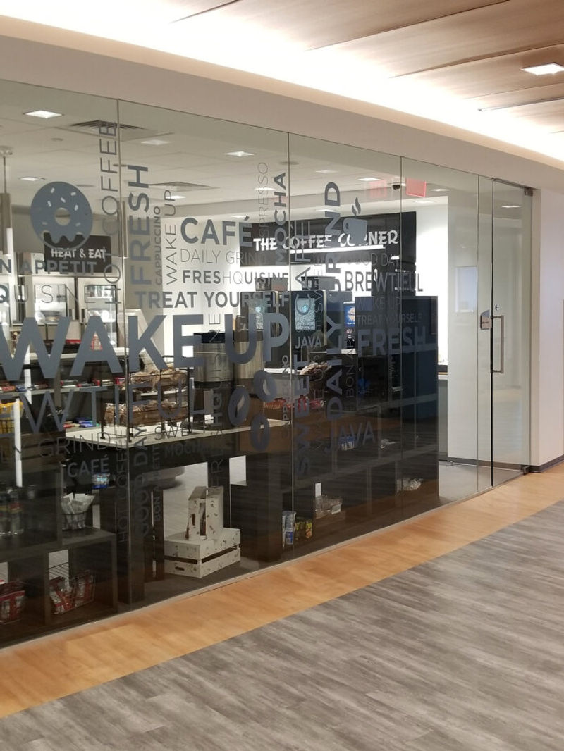 Amplify Window Film (Ghost-deeply frosted option) on a break room glass wall done for Navy Federal Credit Union.