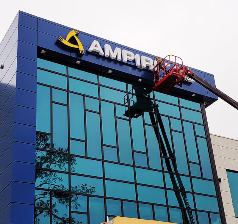 Custom fabricated Ethos on-building LED face illimunated dimensional letters & logo