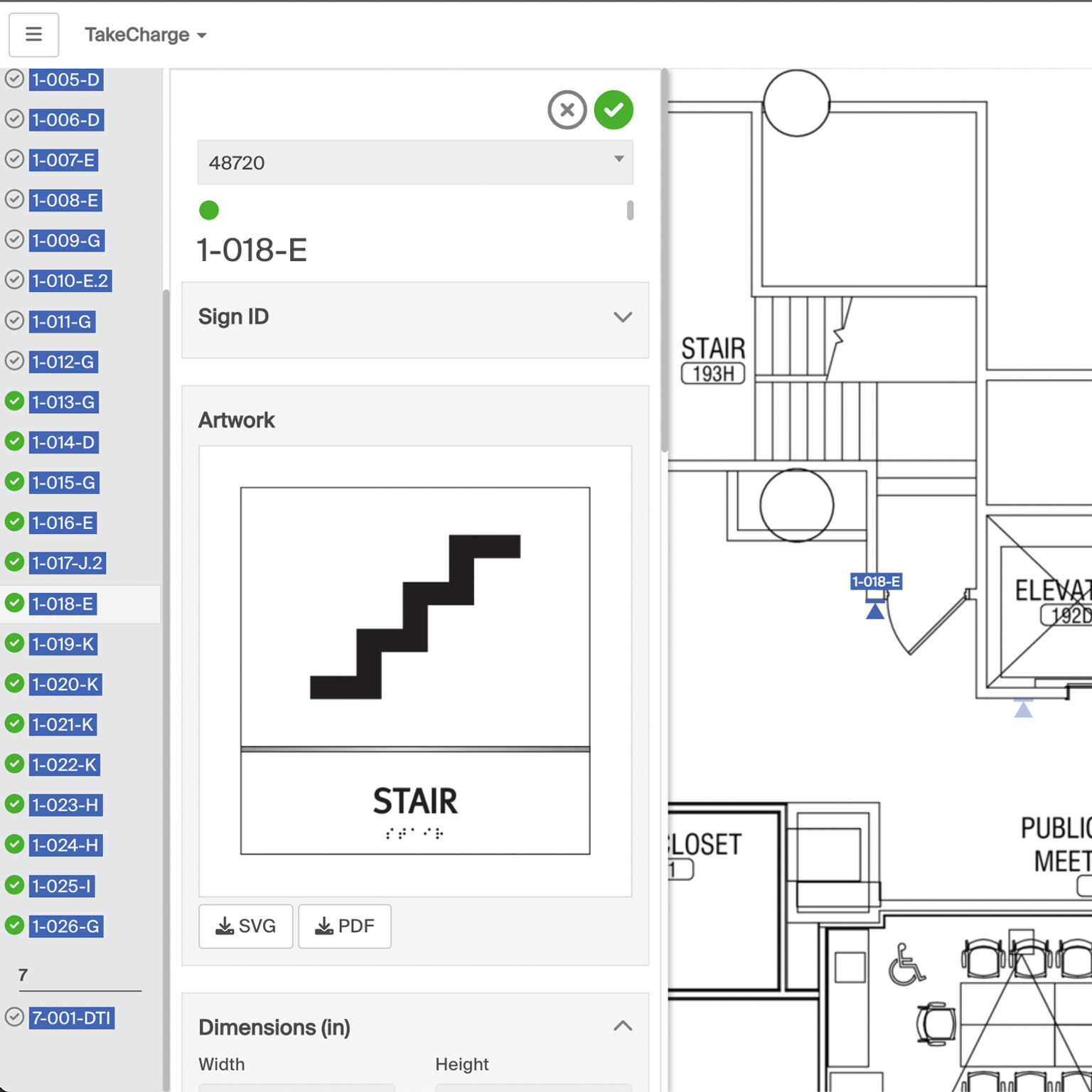 A digital image of Takeforms virtual platform for review and approval of signage and experiential graphics.