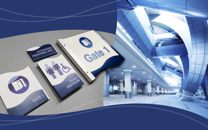 Interior room ID signage, ADA compliant for airport