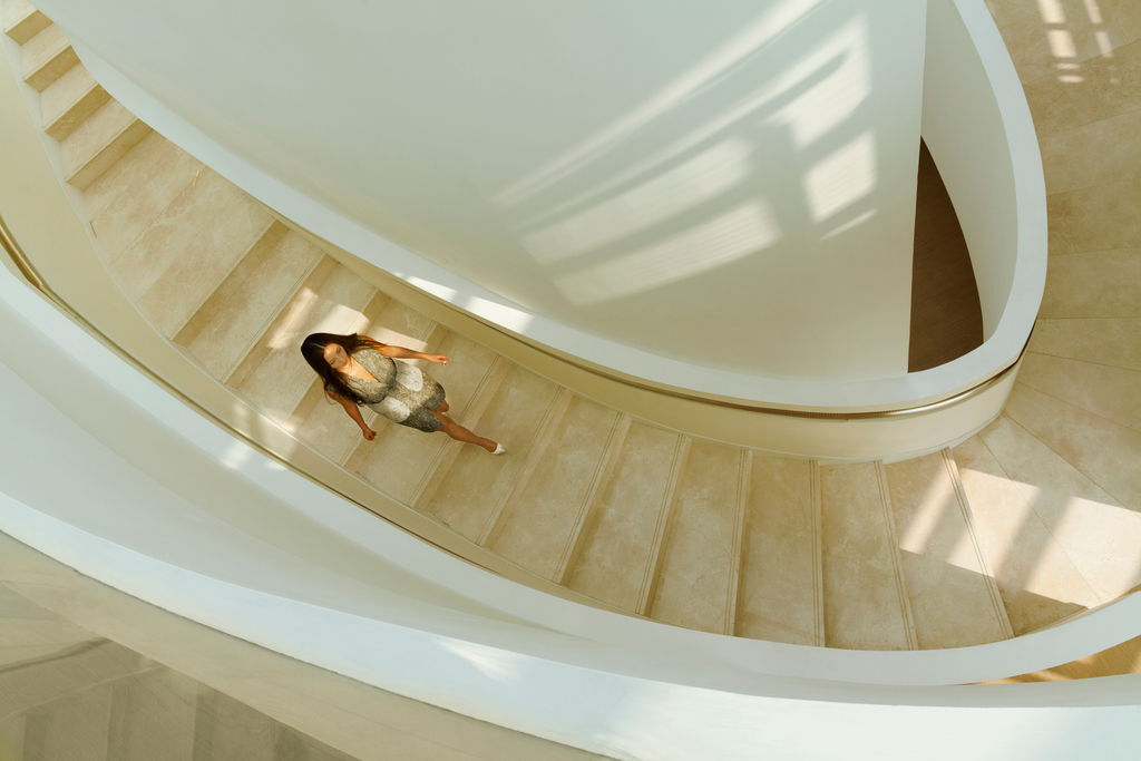 person in stairwell