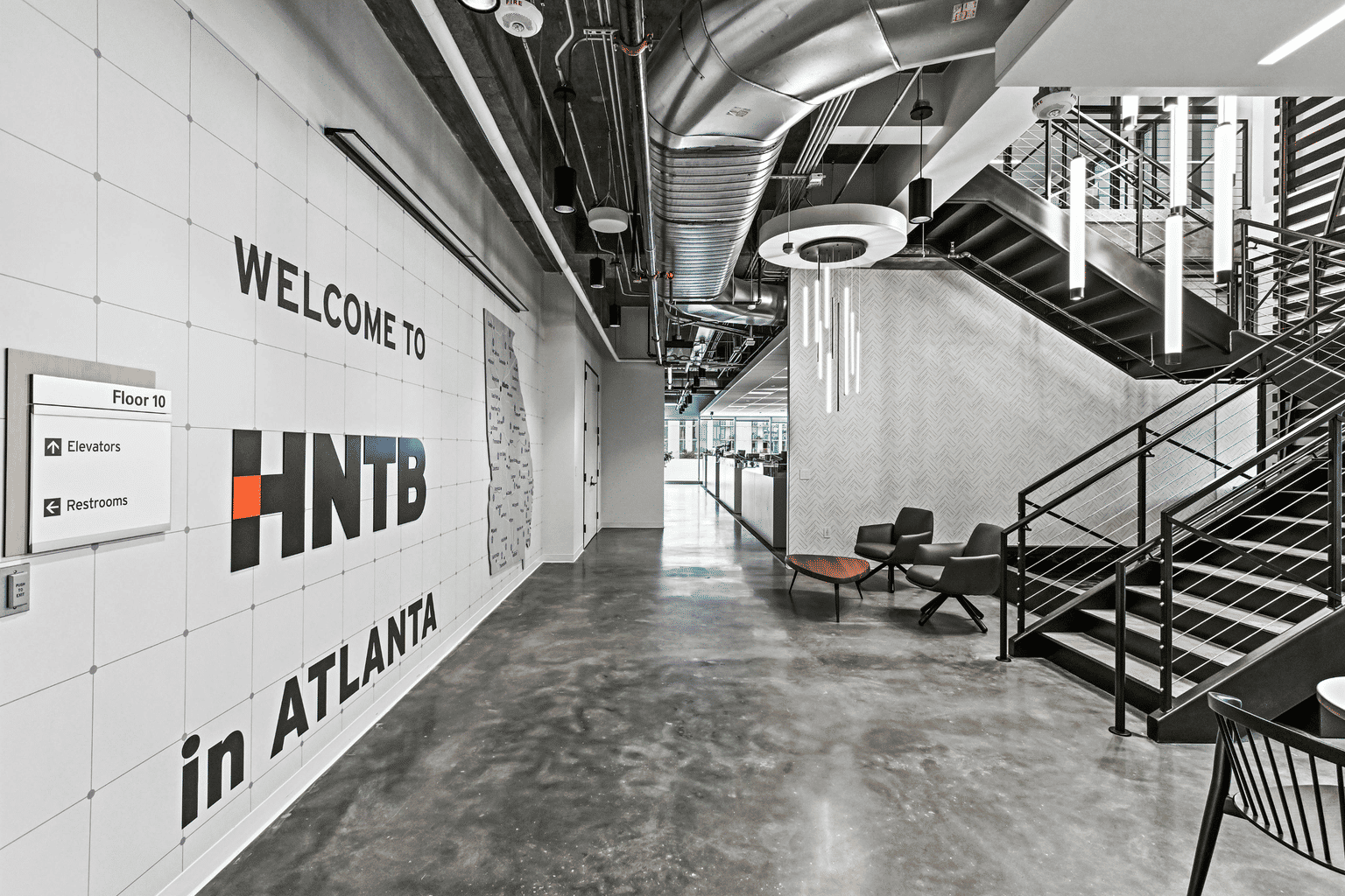 HNTB Wallcovering and acoustic panel display