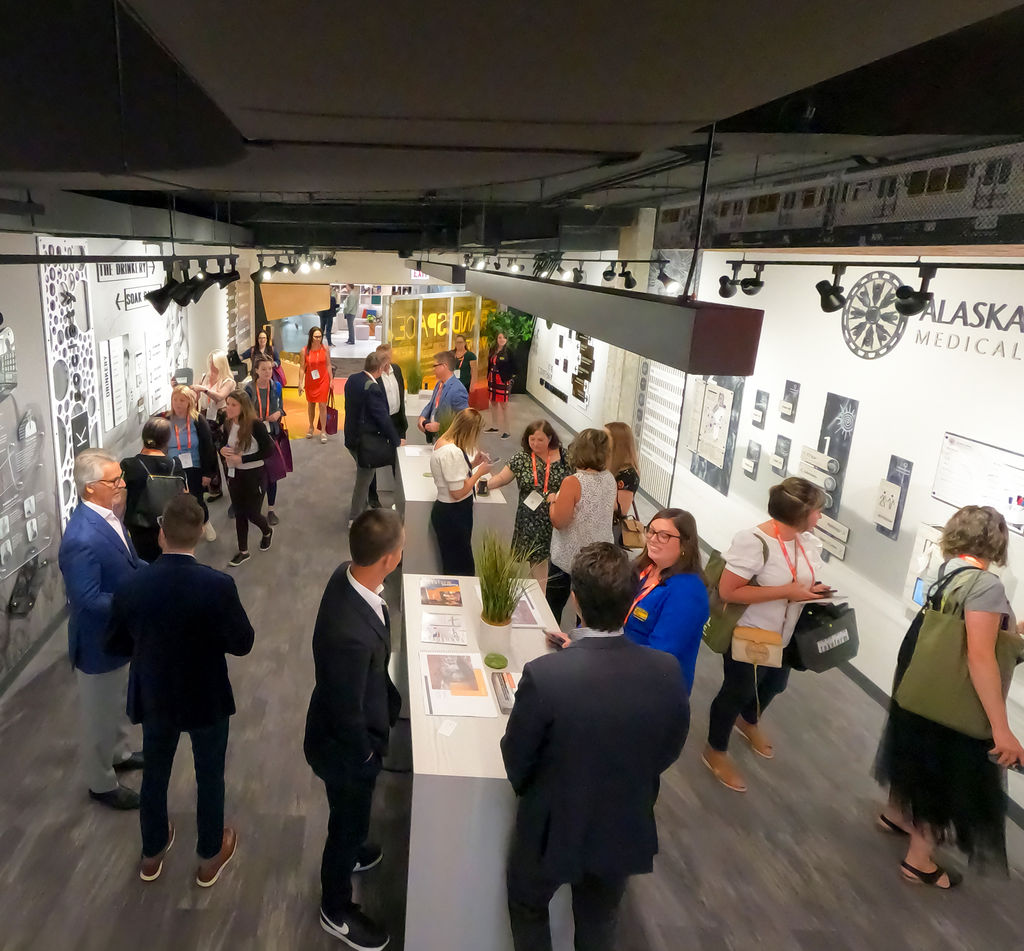 Our Chicago showroom filled with attendees of Neocon tradeshow.
