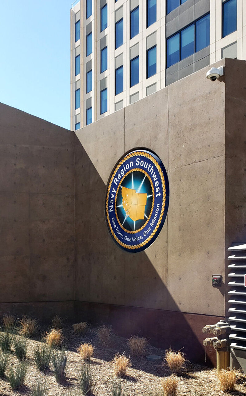 Ethos Exterior dimensional painted aluminum logo