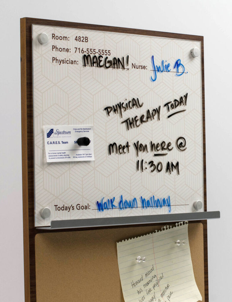 View Patient Board unit with dry-erase, magnetic, acrylic lens, changeable paper insert and tackable surface. 