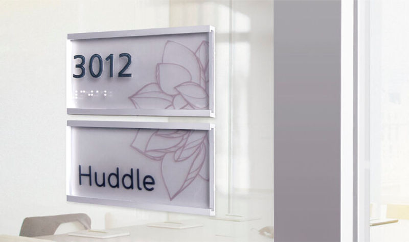 Lucid Room ID C-Channel on glass conference room door