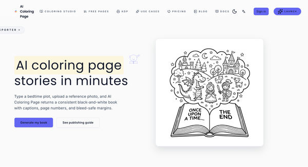 Screenshot of AI Coloring Page