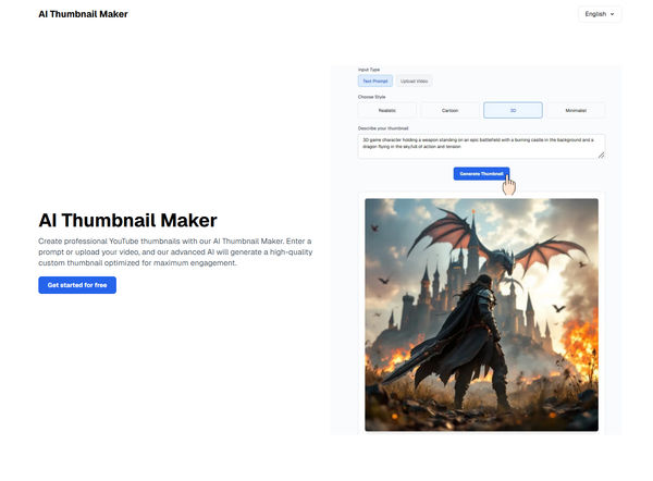 Screenshot of AI Thumbnail Maker - Create Custom YouTube Thumbnails with AI
