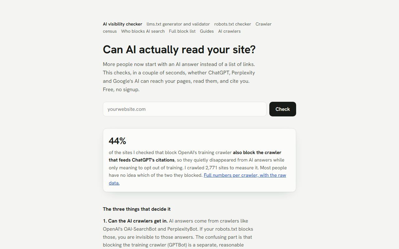 Screenshot of AI Visibility Checker
