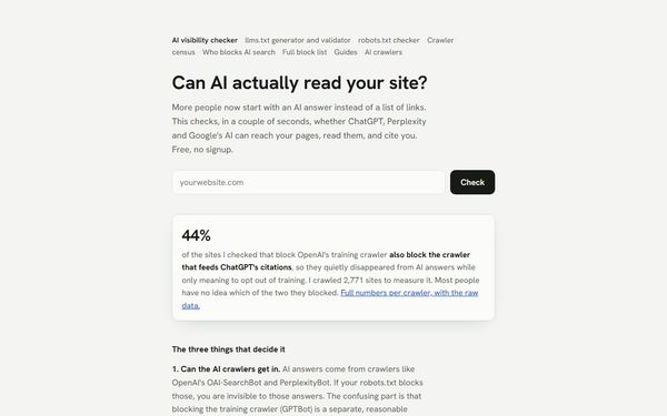 Screenshot of AI Visibility Checker