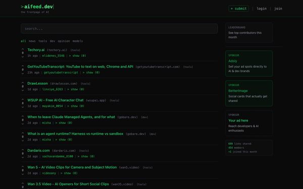 Screenshot of aifeed.dev