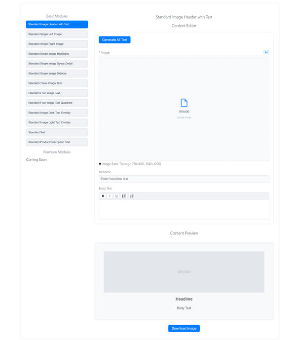 Screenshot of Amazon A+ Content Generator