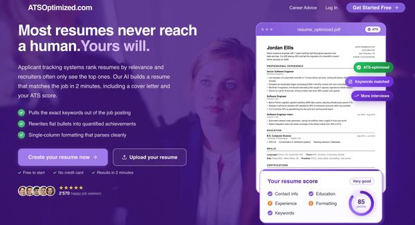 Screenshot of ATSOptimized.com