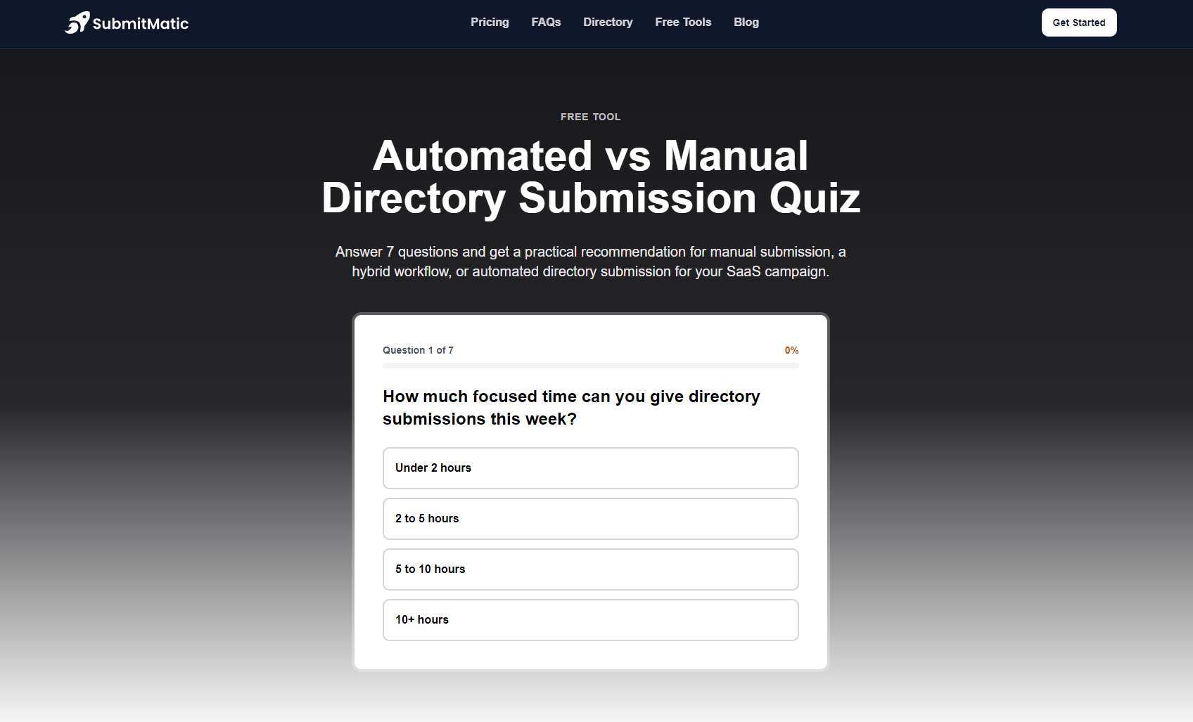 Screenshot of Automated vs Manual Directory Submission Quiz