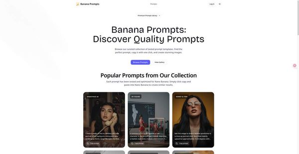 Screenshot of banana prompts