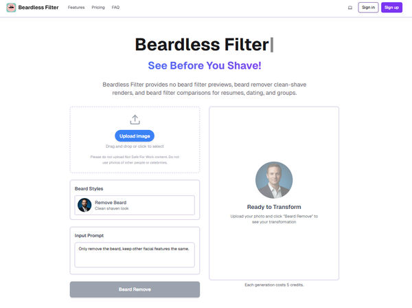 Screenshot of Beardless Filter