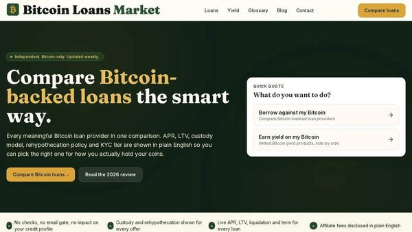 Screenshot of Bitcoin Loans Market