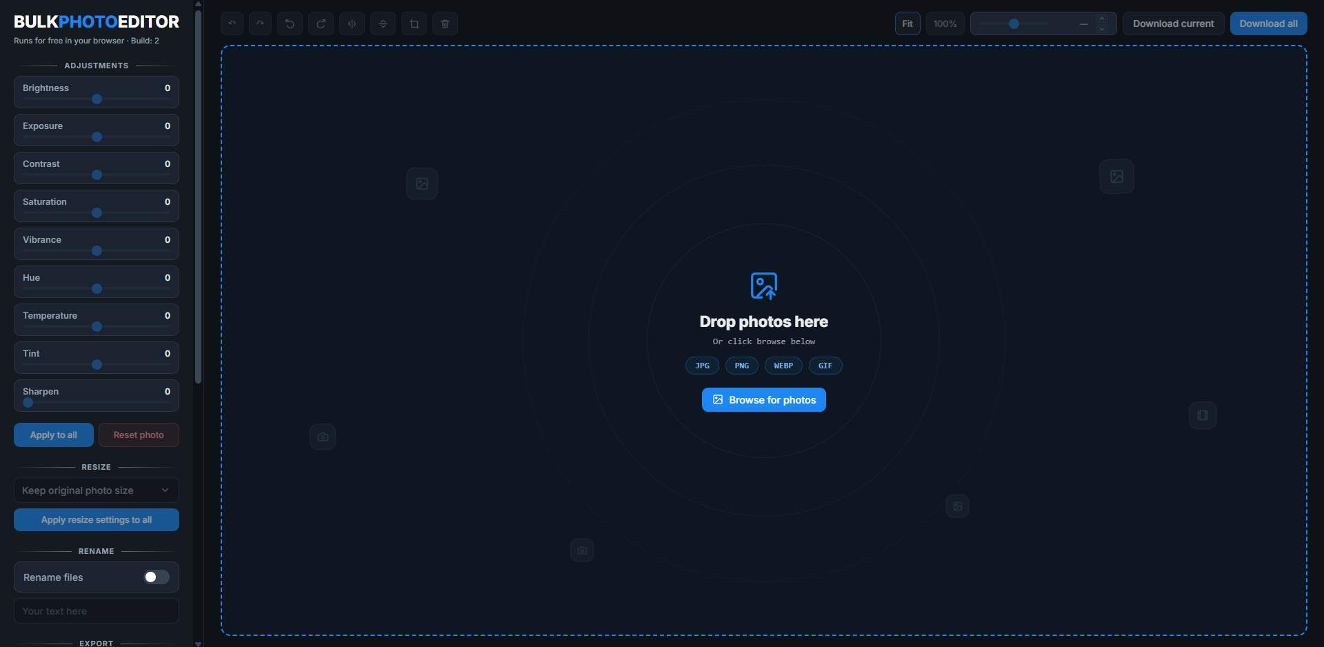 Screenshot of Bulk Photo Editor