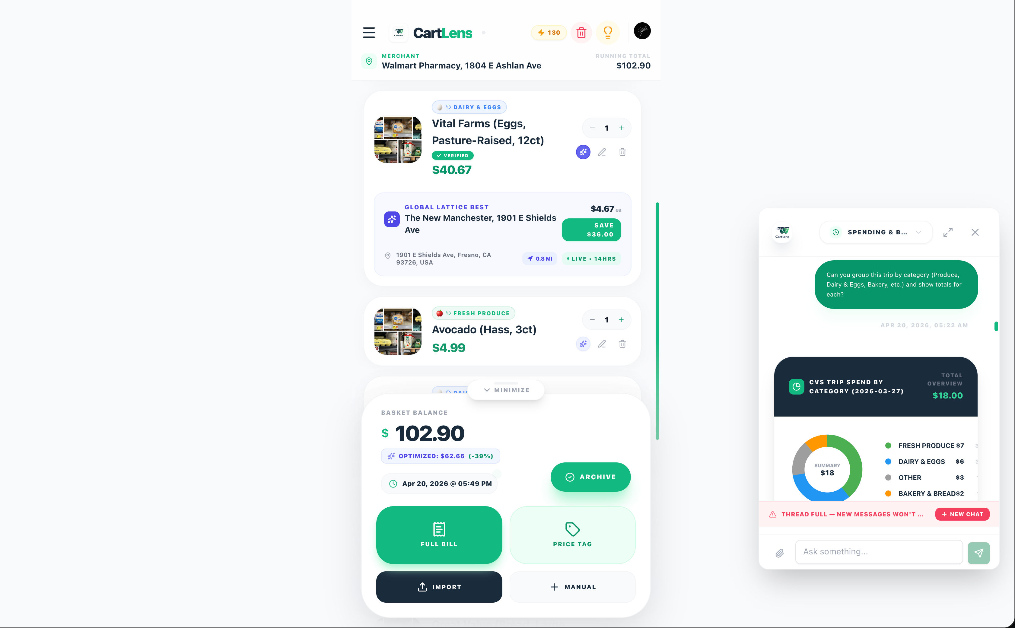 Screenshot of CartLens