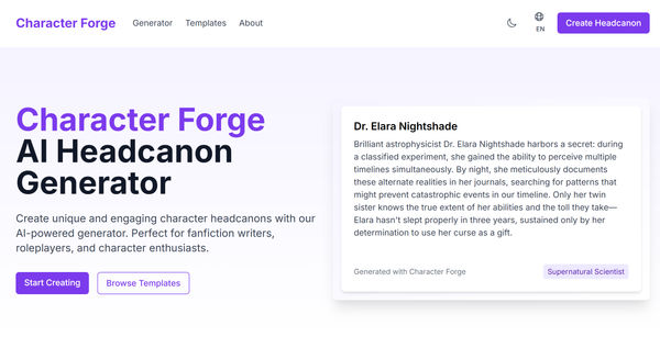 Screenshot of Character Forge