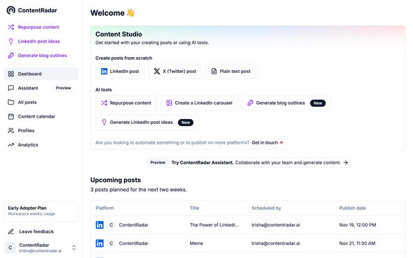 Screenshot of ContentRadar