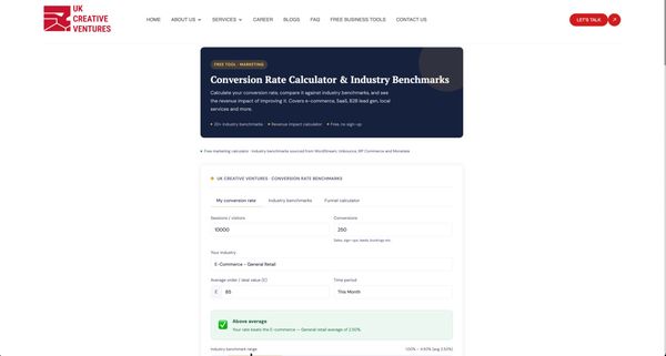 Screenshot of Conversion Rate Benchmark Calculator