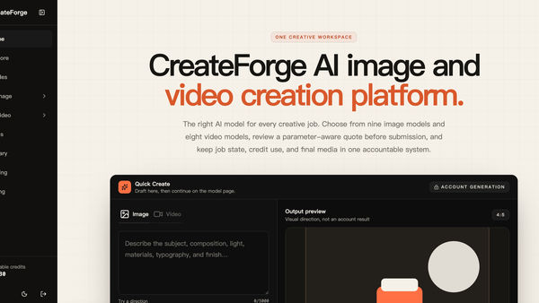 Screenshot of CreateForge AI