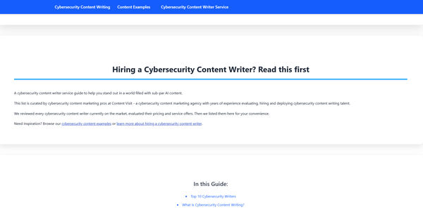 Screenshot of Cyber Security Content writing