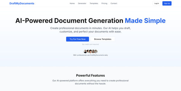 Screenshot of Draft My Documents