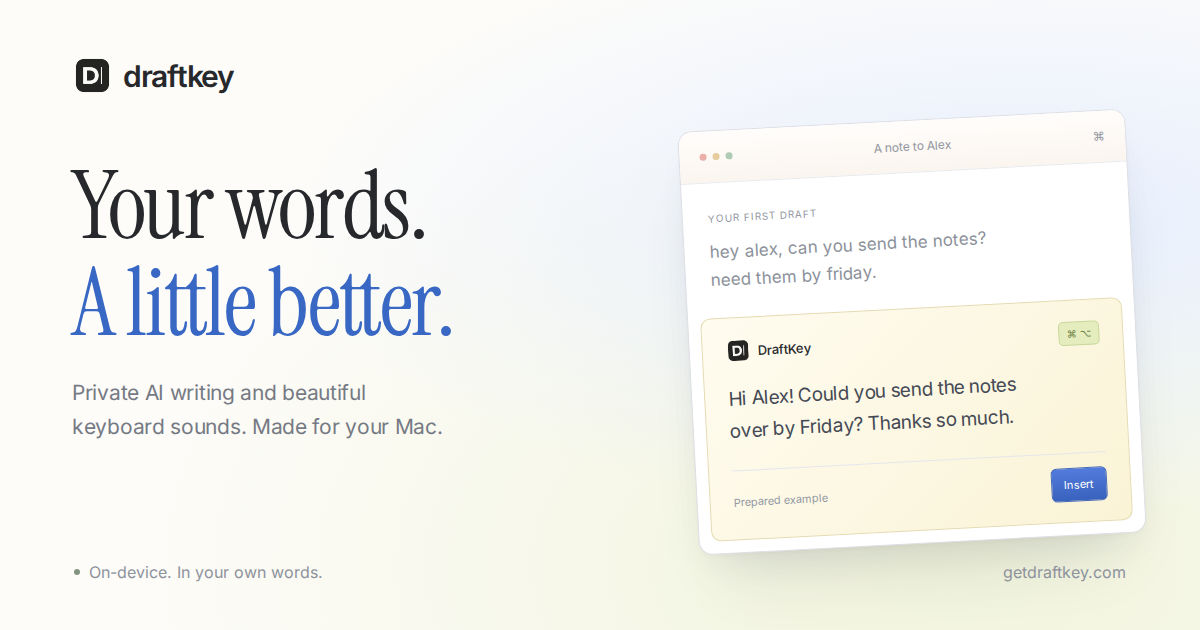 Screenshot of DraftKey