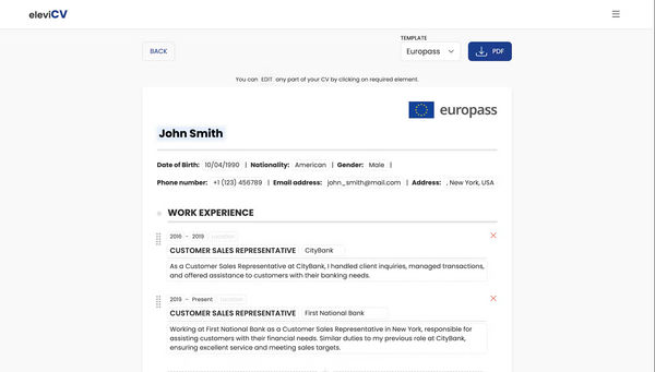 Screenshot of EleviCV