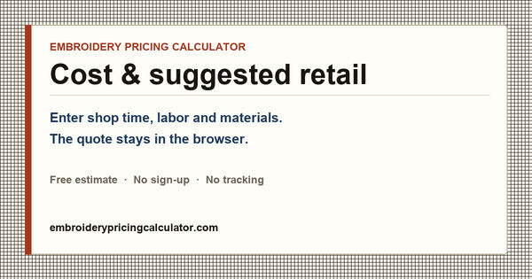 Screenshot of Embroidery Pricing Calculator