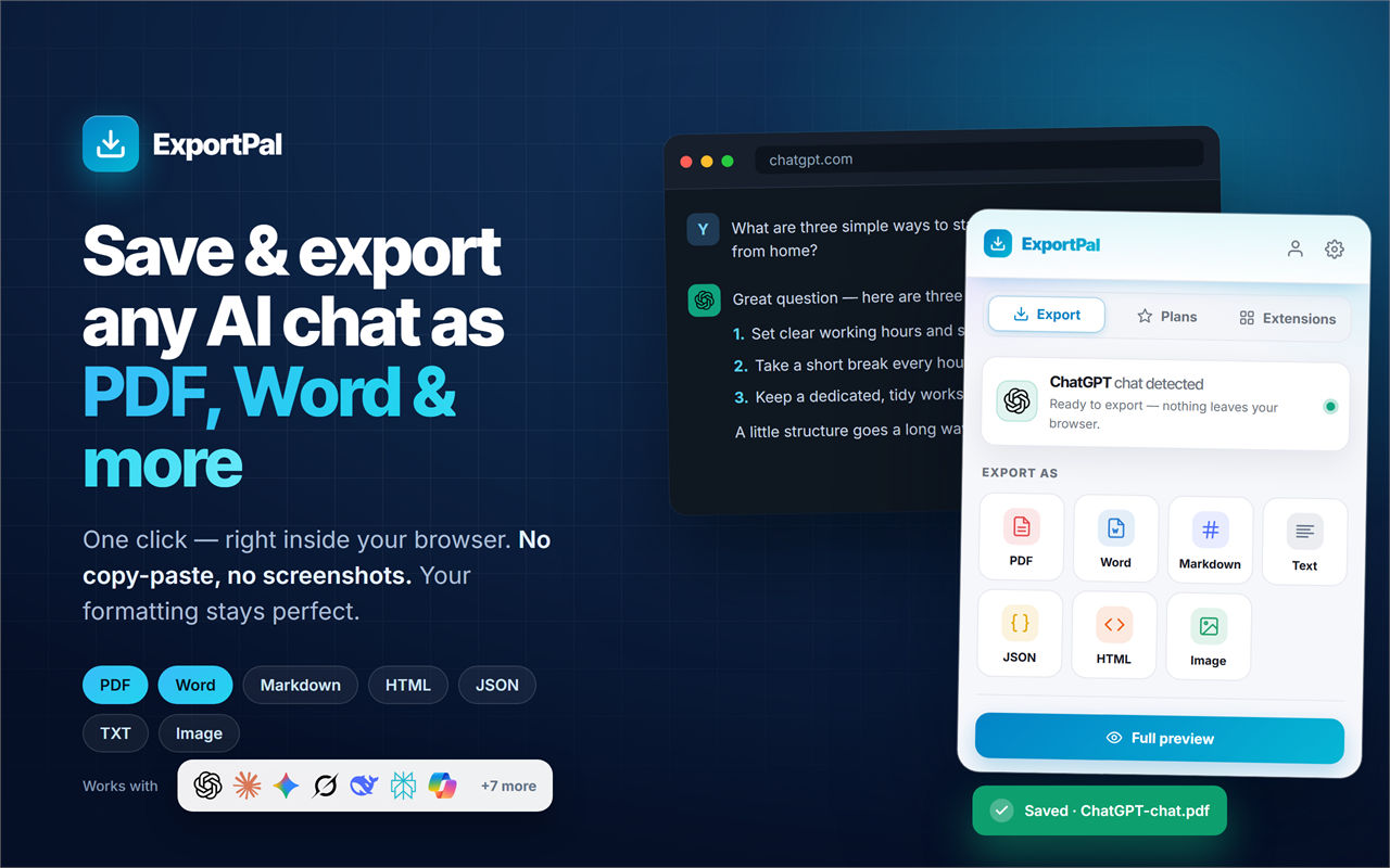 Screenshot of ExportPal