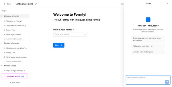 Screenshot of Formly