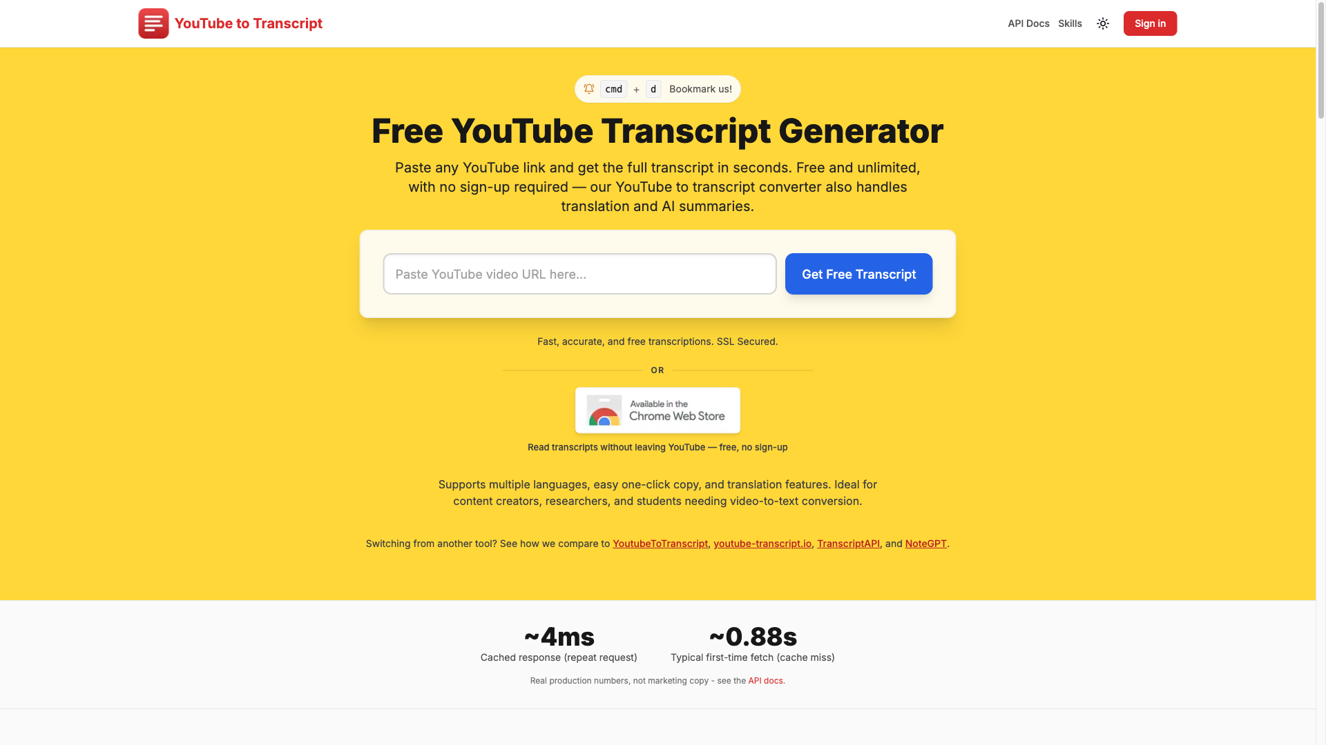 Screenshot of GetYouTubeTranscript
