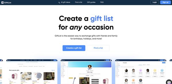 Screenshot of GIFTLIST