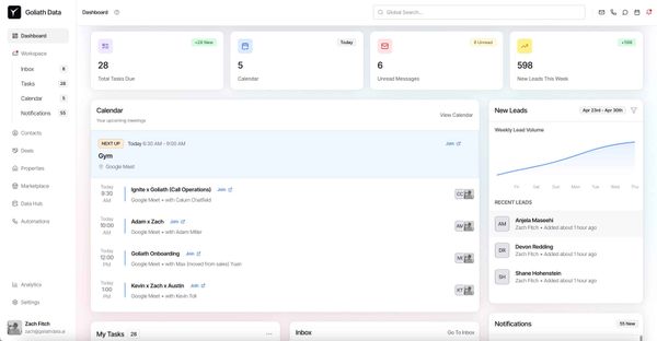 Screenshot of Goliath Data Real Estate CRM