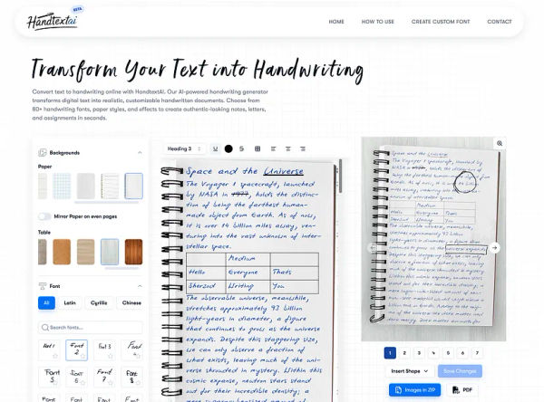 Screenshot of HandtextAI