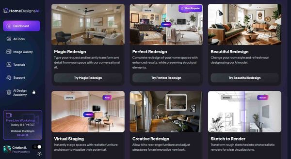 Screenshot of HomeDesignsAI