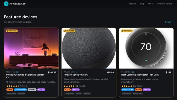 Screenshot of HomeGearLab