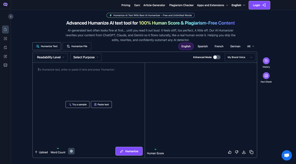 Screenshot of Humanize AI