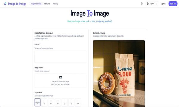 Screenshot of Image to Image AI