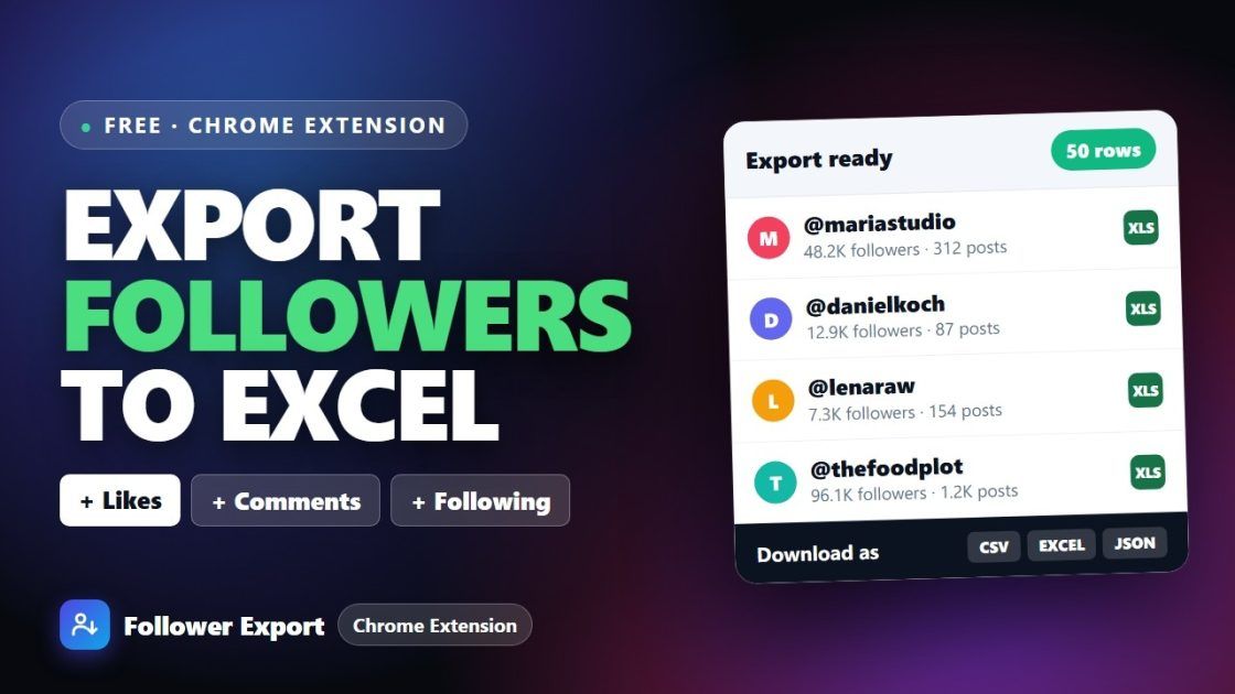 Screenshot of Instagram Follower Export Tool