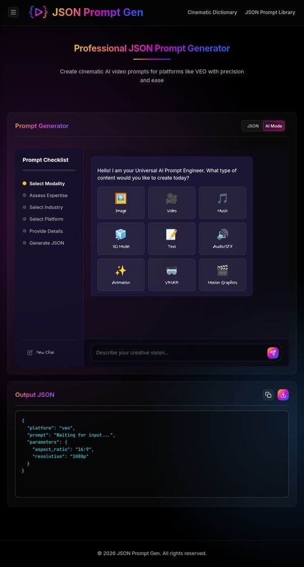 Screenshot of JSON Prompt Gen