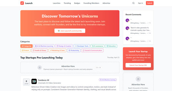 Screenshot of Launch Community